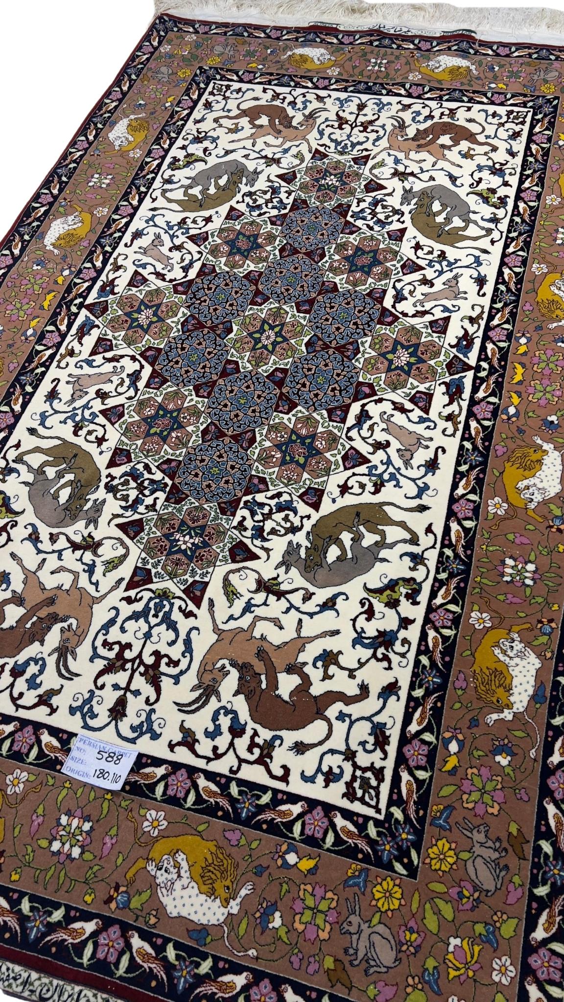 Persian carpet by Master Hassan Seirafian with stunning details.